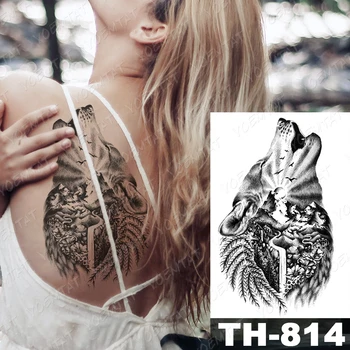 Ūdensnecaurlaidīgus Pagaidu Tetovējums Uzlīme Skorpions Rožu Mūķene Flash Tetovējumiem Vilku Mēness Ieroci Body Art Roku Viltus Tetovējums Sievietes Vīrieši