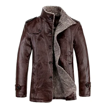 Ādas imitācijas jaka ziemas vīriešu plus samta sabiezējums Japānas biznesa gadījuma pu plus tauku liela izmēra ādas jaka