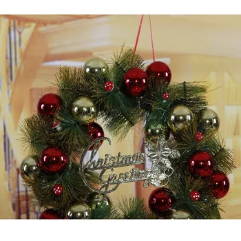 36 cm Ziemassvētku Vainags Bumbu stila Priežu Skuju Vainags Ziemassvētku Rotājumi Mājas Durvīm Rotājumu Puse Prop