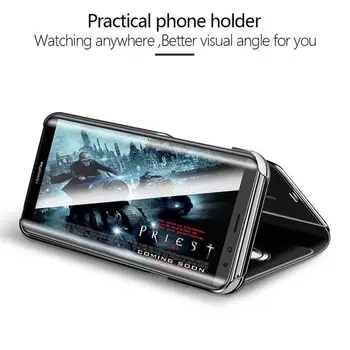 Smart Cover, Lai Huawei P40 Lite E Gadījumā, Pārsegs, Spogulis Pilns Tālruņa Gadījumā Huawei P 40 P40 Lite Pro P20 P30 Mate 20 Lite 30 Pro Gadījumā