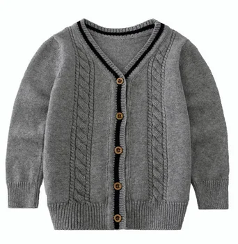 Bērnu džemperis zēnam ar vienu krūtīm, v-veida kakla džemperis mētelis