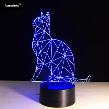 Kaķis 3D Galda Lampa, Akrila Stereo Gaismu Bērnu Istabā Dekoratīvās LED Stereo Gaismas, Dzimšanas dienas svinības, Rotaļlietas, Dāvanu 50% Atlaidi