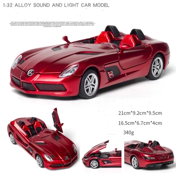 Mercedes-Benz SLR sakausējuma auto modeļa kabrioleta sporta auto simulācijas skaņas un gaismas pull atpakaļ automašīnas modelis rotu kolekcija chi