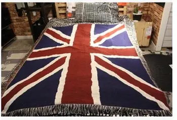 Britu karoga lielā vītne segu sabiezēt dīvāns dvieļu dekoratīvais gultas pārklājs trikotāžas dīvāns mest mājas