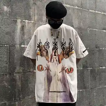 Harajuku Streetwear Sievietes Lielajam T Krekls ins t-krekls Hip Hop, Vasaras Tshirts gothic liesmas drukāt Topi Tee 2020 