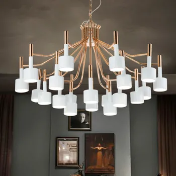 Apburošs Modernu LED lustras apgaismojums Ziemeļvalstu mākslas luksusa lampas villa, viesistaba dzelzs lustras gaismas lampas Filiāle
