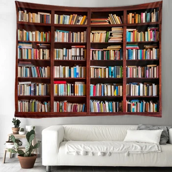 3D klasiskās plaukts bibliotēkā gobelēns sienas karājas studiju telpu dekorēšana dzīvojamā istaba guļamistaba kopmītnē sienas fona decorativ