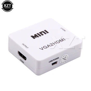Portatīvo VGA uz HDMI Mini Converter VGA2HDMI Video Lodziņš Audio Adapteri 1080P Notebook, Laptop PC PS3 HDTV Projektors TV