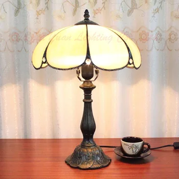 12 Collu Miesas Valsts Ziedi Tiffany Galda Lampas Valsts Stila Vitrāžas Lampas Guļamistabas Gultas Lampa E27 110-240V