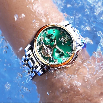 OLEVS ultra-daudzfunkcionāls automātisko, mehāniskās skatīties ar dažādu stilu dobi stila ūdensizturīgs vīriešu pulksteņi Reloj Hombre