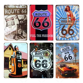 Route 66 Retro Metāla Skārda Zīmes, Mājas, Auto Viesnīca Dekori Dekoratīvie Metāla Sienas Uzlīmes Mākslas Amatniecības Plakātu Vintage Plāksne 20*30cm N176