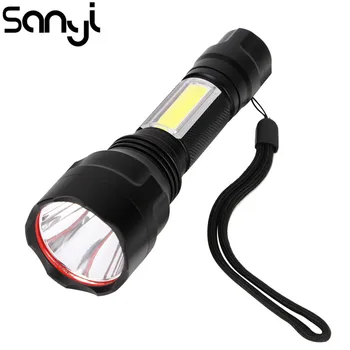 Jaudīgs Taktiskais Lukturītis 1* T6 LED+1*COB LED Lukturīti Ūdensizturīgs 4 Režīmi Lāpu Apgaismojums Camping Lanterna Medības
