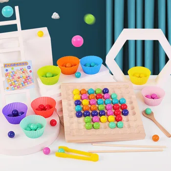 Koncentrācija Koksnes Multi-function Biezumu Puzzle Spēle Bērniem, Montessori Mācību Izglītības Rotaļlieta Klipu Krelles un Koka Rotaļlietas Matemātika