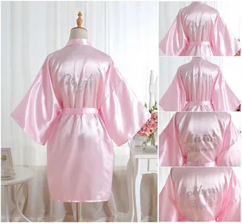 Zīda Satīna sudraba vārdu Kāzas, Līgava, Līgavas Tērpu Cietā Peldmētelis Īsā Kimono Drēbes Pirts Tērpu Modes peldmētelis Sievietēm