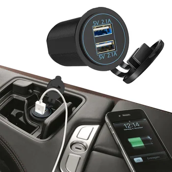 LEEPEE 12-24V 2 Port USB LED Zilās Gaismas, lai Auto Jūras Motocikla Kravas automašīnu Ligzda 5V 4.2 A izejas Dual USB Lādētājs Strāvas Adapteris