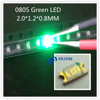 1000pcs Bezmaksas piegāde Zaļā 0805 SMD LED diodes gaismas Tīra Zaļā Smaragds 520-530nm 3.0-3.4 v
