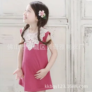 Vasarā Jauni Bērnu apģērbi Meitenēm korejas Tīra Kokvilna Elastīga Kleita bez Piedurknēm, Bērnu Kleitas