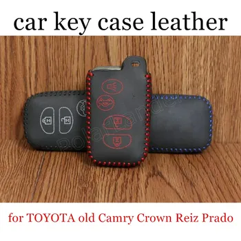 Tikai Sarkanā auto stils patiesu kvalitātes ādas automašīnas atslēgu, lietu vāku šūšanas puses, piemēroti veco TOYOTA Camry Vainagu Reiz Prado