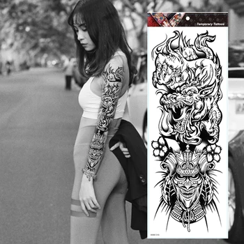 Lielu Roku Piedurknēm Tetovējums Japāņu Prajna Pūķis Ūdensnecaurlaidīgus Pagaidu Tatto Uzlīmes, Dievs Body Art Pilna Viltus Tetovējums Sievietes Vīrieši