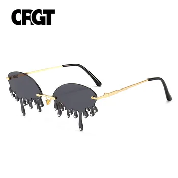 Modes Luksusa Dimanta Bezrāmju Sieviete Saulesbrilles Unikālo Asaras, Neregulāras Formas Brilles Personības Smieklīgi Catwalk Punk Saulesbrilles