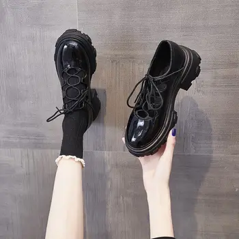 Japānas Literāro Retro Lolita Sieviešu Sūkņi Mary Janes Kurpes Apaļu Purngalu Studentu Meitene Platformas kurpes mežģīnes up zema papēža sievietēm harajuk