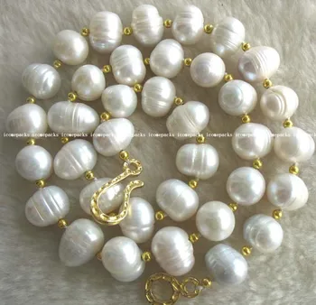 Vairumtirdzniecības 12-14mm baltas saldūdens pērles & yellow s925 kaklarota 20