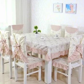 Stilīgs vienkāršība ziedi galda komplekts Pastorālo galdauts krēsla pārsegs atzveltnes spilvenu restorāns virtuves auduma apdare