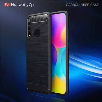 Par Huawei Y7p Gadījumā Oglekļa Šķiedras antidetonācijas Triecienizturīgs Silikona Bruņas Biznesa Stils Gadījumā Huawei Y7p Vāks Huawei Y7p