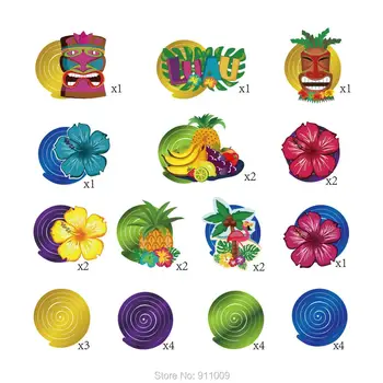 30pcs/set Havaju Luau Puse Rotājumi Tropu Augļu PVC Griestiem Karājas Virpuļot Happy Birthday Bērnu Duša Puse Piegādēm XL015