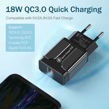 Ātrās Uzlādes Micro USB Datu Sinhronizācijas Kabelis Huawei Y5 Y6 Y7 Y9 2018 2019 QC 3.0 Ātri, Sienas Lādētāju, 2 Porti LED Displejs, Auto Lādētāju