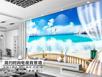 3d foto tapetes dzīvojamā istabā custom sienas sērfot un jūras ainavu 3d attēlu dīvāns TV fona neausta tapetes, sienas 3d