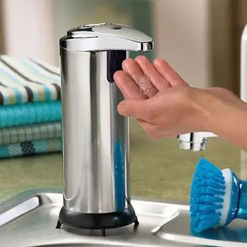Nerūsējošā Tērauda Touchless Automātiskais Ziepju Dozators Ūdensizturīgs, Izturīgs Infrasarkanais Kustības Sensors Vannas Istaba Virtuves, Mājas Piederumi Ziepes