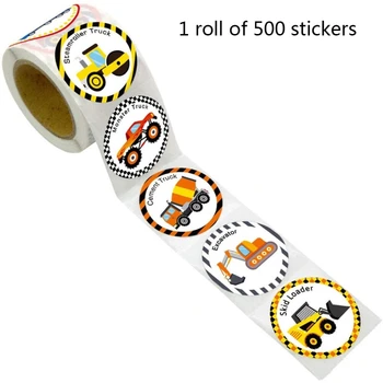 500Pcs/Roll Karikatūra Kravas automašīnu Uzlīmes Cute Auto Uzlīmes, Dāvanas, Rotaļlietas, Radošo Līmlenti Krāsains Bērniem Kancelejas
