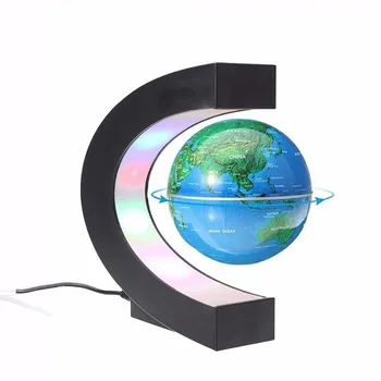 Magnētiskā Peldošās Pasaulē Levitation MUMS, ES Plug C-Formas Krāsains LED Pasaules Kartē Mājas Dekoru