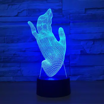 Rokas Formas Radošo 3D ilūziju Lampas LED Nakts Gaisma Akrila Krāsas 7 Krāsains Atmosfērā Lampas Jaunums Apgaismojums Piliens Kuģis