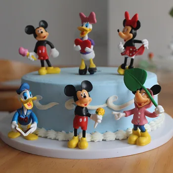 6pcs Disney Mickey Minnie Dzimšanas dienas Kūka Apdare Cute Karikatūra Lelle Apdare Bērnu Dzimšanas dienas Dāvana 2