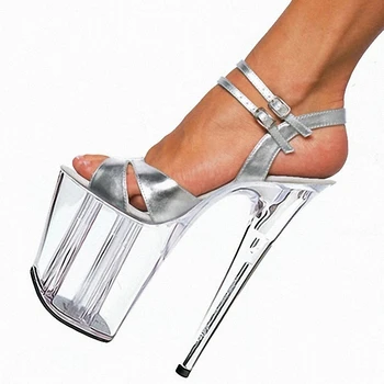 Kodolīgs, Elegants Melns lakādas Sieviešu sandales 8 collas Bancing Puses Augstu papēžiem kurpes Super Liels Izmērs 20CM Karstā pārdošanas Posmā