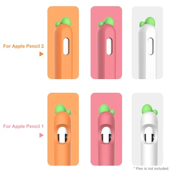 Mīksto burkānu Silikona Apple Zīmuli 1 2 Gadījumā ir Savietojams ar iPad Planšetdatoru Touch Pen Irbuli Karikatūra seguma