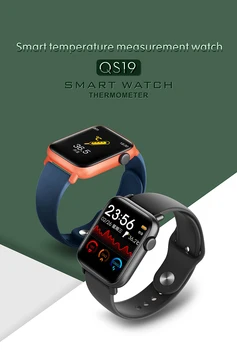 QS19 Pilna Touch Smart Skatīties Ķermeņa Temperatūra 24H Mērījumu sirdsdarbība Fitnesa Tracker Smart Skatīties Uz Andorid IOS PK W58 Pro