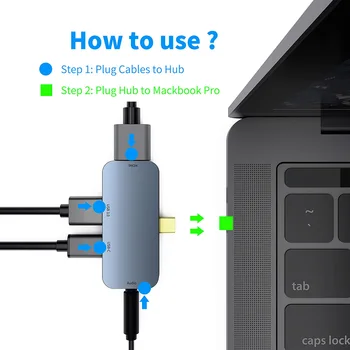 Tipa-c HDMI Hub USB3.0 Alumīnija Sakausējuma Portatīvo par Peli, Klaviatūru Office H-labākais
