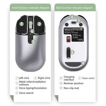 Bluetooth 2.4 G Dual Režīmā Bezvadu Ai Balss Kontroli Peles Rechargeble Kluss Pelēm