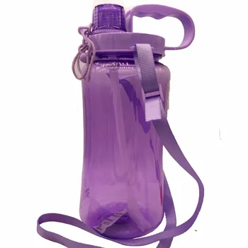 Lielas jaudas ūdens pudele ar virvi vāku 2000ML plastmasas sporta ūdens pudele ceļojumu vibratoru manu portatīvo siksna salmu ūdens pudele