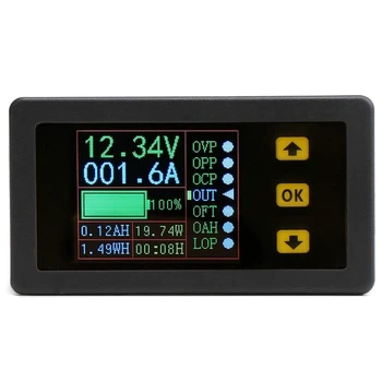 Uzlādes-Izlādes Monitors 0-90V 100.A DC Ammeter Voltmetrs LCD Displejs AH WH Watt Metru Tester ar Hall Sensor