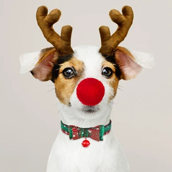 Ziemassvētku kaklasiksna & Zvani Auduma Sieviešu, Vīriešu Kucēns Pet tauriņu Regulējams XS-L Neilona mājdzīvnieku aksesuāri suņiem pechera para perro