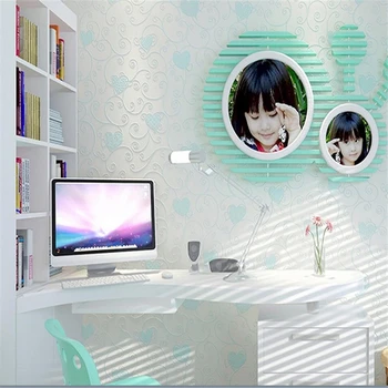 Beibehang Zaļā karikatūra tapetes cute zils rozā mīlestības baby girl meitene istabā, guļamistabā, neausta tapetes