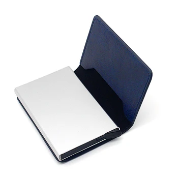 Zila Regbija Spēlētājs kredītkaršu Turētājs Seifs Šarmu Vīriešu Ādas RFID Alumīnija Īss Maku Slim Mini