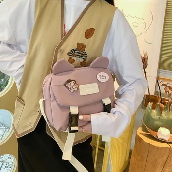 JAUNU Harajuku stils Messenger bag literatūras audekls pleca soma gadījuma viens-plecu messenger Koledžas Studentu mazo kvadrātveida soma