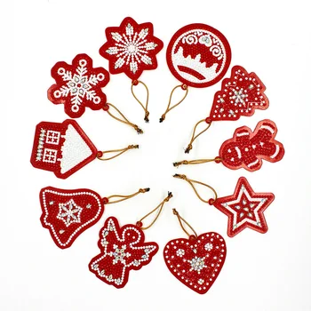 Jaunas radošas DIY Dimanta Glezna Ziemassvētku Eglīte Kulons Dāvanu Frāzi Kartes komplektu 10 Mājas Ziemassvētku Puse, Ziemassvētku Dekori