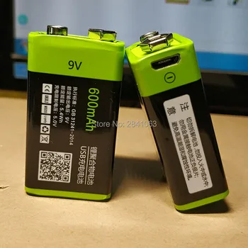 2X ZNTER S19 9V 600mAh USB Uzlādējams li-ion 9V Lipo Akumulatoru, TĀLVADĪBAS Bateriju, mikrofons nē USB kabelis