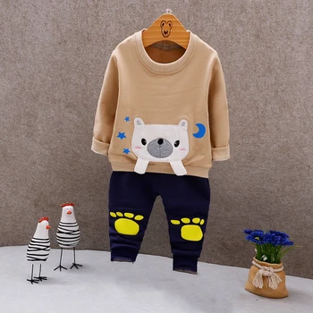 Zīdaiņu Tracksuit 2018 Lāču Bērnu Tērpu Meitene, Zēns Jaundzimušā Apģērbu Komplekts Drukāt Apģērbs Ar Garām Piedurknēm Topi + Bikses Tiny Kokvilnas Džemperis